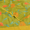 Sanskriti Vintage Sarees Green Pure Crepe Silk Hand Beaded Printed Sari Fabric