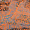 Sanskriti Vintage Sarees Orange/Blue Pure Crepe Silk Print Sari 5yd Craft Fabric