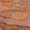 Sanskriti Vintage Sarees Orange/Blue Pure Crepe Silk Print Sari 5yd Craft Fabric