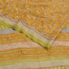 Sanskriti Vintage Sarees Saffron Pure Crepe Silk Printed Sari 5yd Craft Fabric