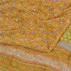 Sanskriti Vintage Sarees Saffron Pure Crepe Silk Printed Sari 5yd Craft Fabric