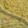 Sanskriti Vintage Sarees Green Pure Crepe Silk Printed Sari Floral Craft Fabric