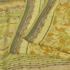 Sanskriti Vintage Sarees Green Pure Crepe Silk Printed Sari Floral Craft Fabric