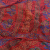 Sanskriti Vintage Sarees Red Indian Pure Crepe Silk Print Sari 5yd Craft Fabric