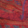 Sanskriti Vintage Sarees Red Indian Pure Crepe Silk Print Sari 5yd Craft Fabric