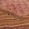 Sanskriti Vintage Sarees Dusty Pink Pure Crepe Silk Print Sari 6yd Craft Fabric