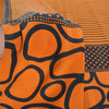 Sanskriti Vintage Sarees Saffron Pure Crepe Silk Printed Sari 5yd Craft Fabric