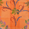 Sanskriti Vintage Sarees Orange/Blue Pure Crepe Silk Print Sari 5yd Craft Fabric