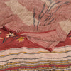 Sanskriti Vintage Sarees Red 100% Pure Crepe Silk Printed Sari 5yd Craft Fabric