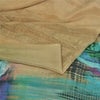 Sanskriti Vintage Sarees Shades Of Green Pure Crepe Print Sari 5yd Craft Fabric