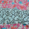 Sanskriti Vintage Sarees Blue/Pink Pure Crepe Silk Printed Sari 5yd Craft Fabric