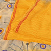 Sanskriti Vintage Sarees Yellow Pure Crepe Silk Printed Sari 5yd Craft Fabric