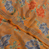 Sanskriti Vintage Sarees Saffron Pure Crepe Silk Printed Sari 5yd Craft Fabric