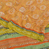 Sanskriti Vintage Sarees Orange Pure Crepe Hand Bead Sequins Printed Sari Fabric