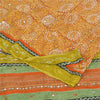 Sanskriti Vintage Sarees Orange Pure Crepe Hand Bead Sequins Printed Sari Fabric