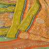 Sanskriti Vintage Sarees Orange Pure Crepe Hand Bead Sequins Printed Sari Fabric