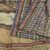 Sanskriti Vintage Sarees Blue 100% Pure Crepe Silk Printed Sari 5yd Craft Fabric