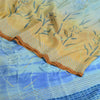 Sanskriti Vintage Sarees Blue Pure Crepe Tie-Dye Printed Sari 6yd Craft Fabric