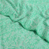 Sanskriti Vintage Sarees Sea-Green Pure Crepe Silk Printed Sari 5yd Craft Fabric