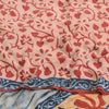 Sanskriti Vintage Sarees Red/Blue Pure Crepe Silk Printed Sari 5yd Craft Fabric