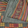 Sanskriti Vintage Sarees Gray 100% Pure Crepe Silk Printed Sari 5yd Craft Fabric