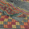 Sanskriti Vintage Sarees Gray 100% Pure Crepe Silk Printed Sari 5yd Craft Fabric