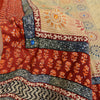 Sanskriti Vintage Sarees Cream Hand Beads Pure Crepe Print Sari 5yd Craft Fabric