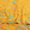 Sanskriti Vintage Sarees Yellow Pure Crepe Silk Printed Sari 5yd Craft Fabric