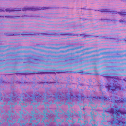 Sanskriti Vintage Sarees Purple Tie-Dye Pure Crepe Silk Sari 5yd Craft Fabric