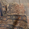 Sanskriti Vintage Sarees Cream Pure Crepe Silk Printed Sari 5yd Craft Fabric