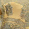 Sanskriti Vintage Sarees Pale-Yellow Pure Crepe Silk Print Sari 6yd Craft Fabric