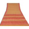 Sanskriti Vintage Sarees Beige/Red Pure Crepe Silk Printed Sari 5yd Craft Fabric