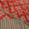 Sanskriti Vintage Sarees Red Blend Crepe Printed Sari 5yd Floral Craft Fabric