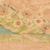 Sanskriti Vintage Sarees Peach 100% Pure Crepe Silk Print Sari 5yd Craft Fabric