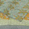 Sanskriti Vintage Sarees Blue/Green Blend Crepe Print Sari 6yd Soft Craft Fabric