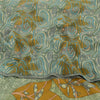 Sanskriti Vintage Sarees Blue/Green Blend Crepe Print Sari 6yd Soft Craft Fabric