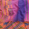 Sanskriti Vintage Sarees Peach/Purple Pure Crepe Silk Printed Sari Craft Fabric