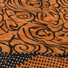 Sanskriti Vintage Sarees Dark Peach/Black Pure Crepe Silk Print Sari 5yd Fabric