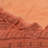 Sanskriti Vintage Sarees Peach 100%Pure Crepe Silk Printed Sari 5yd Craft Fabric