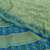 Sanskriti Vintage Sarees Ivory 100%Pure Crepe Silk Printed Sari 5yd Craft Fabric