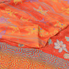 Sanskriti Vintage Sarees Orange Embroidered Pure Crepe Printed Sari 5yd Fabric