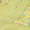 Sanskriti Vintage Sarees Lemon Green Pure Crepe Silk Print Sari 5yd Craft Fabric