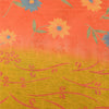 Sanskriti Vintage Sarees Pink/Yellow Pure Crepe Silk Printed Sari Craft Fabric