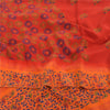 Sanskriti Vintage Sarees Red 100% Pure Crepe Silk Printed Sari 5yd Craft Fabric