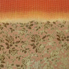 Sanskriti Vintage Sarees Orange Pure Crepe Silk Printed Sari 5yd Craft Fabric