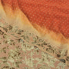 Sanskriti Vintage Sarees Orange Pure Crepe Silk Printed Sari 5yd Craft Fabric