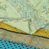 Sanskriti Vintage Sarees Pastel-Green Pure Crepe Printed Sari 6yd Craft Fabric