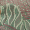 Sanskriti Vintage Sarees Dusty Red/Green Pure Crepe Silk Printed Sari 6yd Fabric