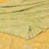 Sanskriti Vintage Sarees Green/Yellow Pure Crepe Silk Printed Sari Craft Fabric