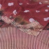 Sanskriti Vintage Sarees Dark Red Pure Crepe Silk Printed Sari 6yd Craft Fabric